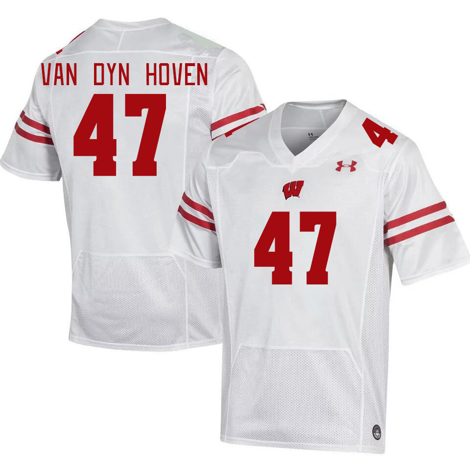 Men #47 Evan Van Dyn Hoven Wisconsin Badgers College Football Jerseys Stitched Sale-White - Click Image to Close